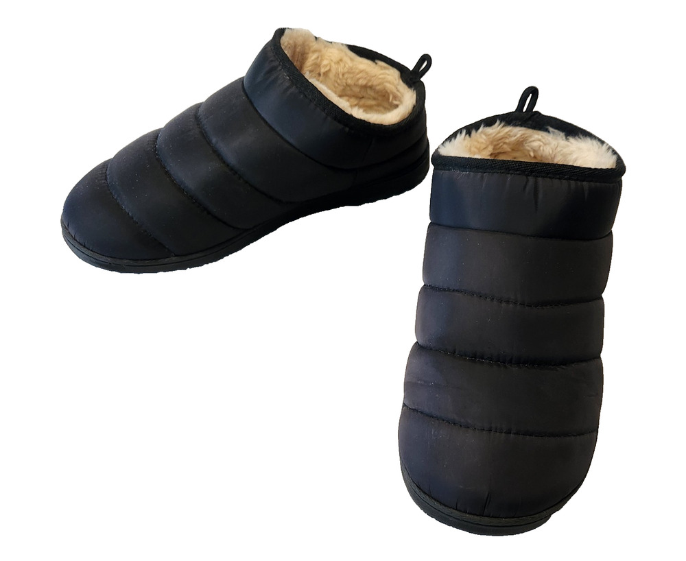 Eddie Bauer Quilted Puffer Faux Fur Shoes Slippers Slip-on Loafers Size XL 11-12